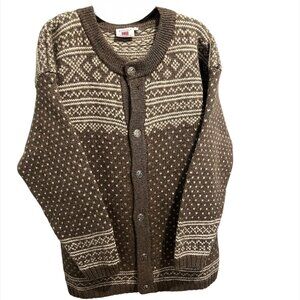 Vintage 90s Bouviac Norway 1994 Wool Nordic Cardigan | Unisex XL